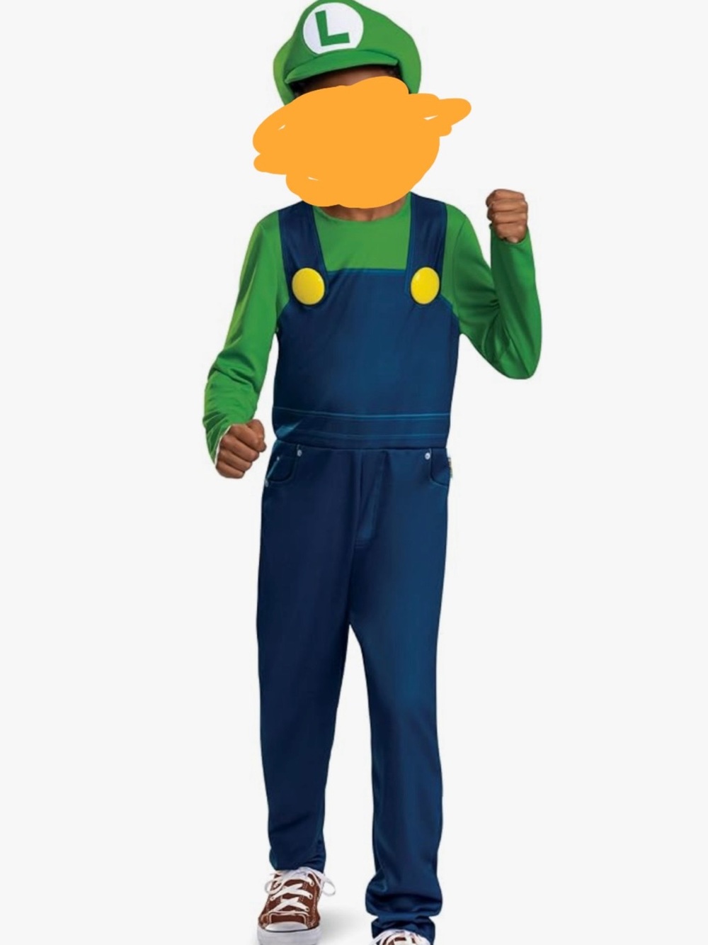 Super Mario Luigi Kids Costume with Hat Size Large 10–12